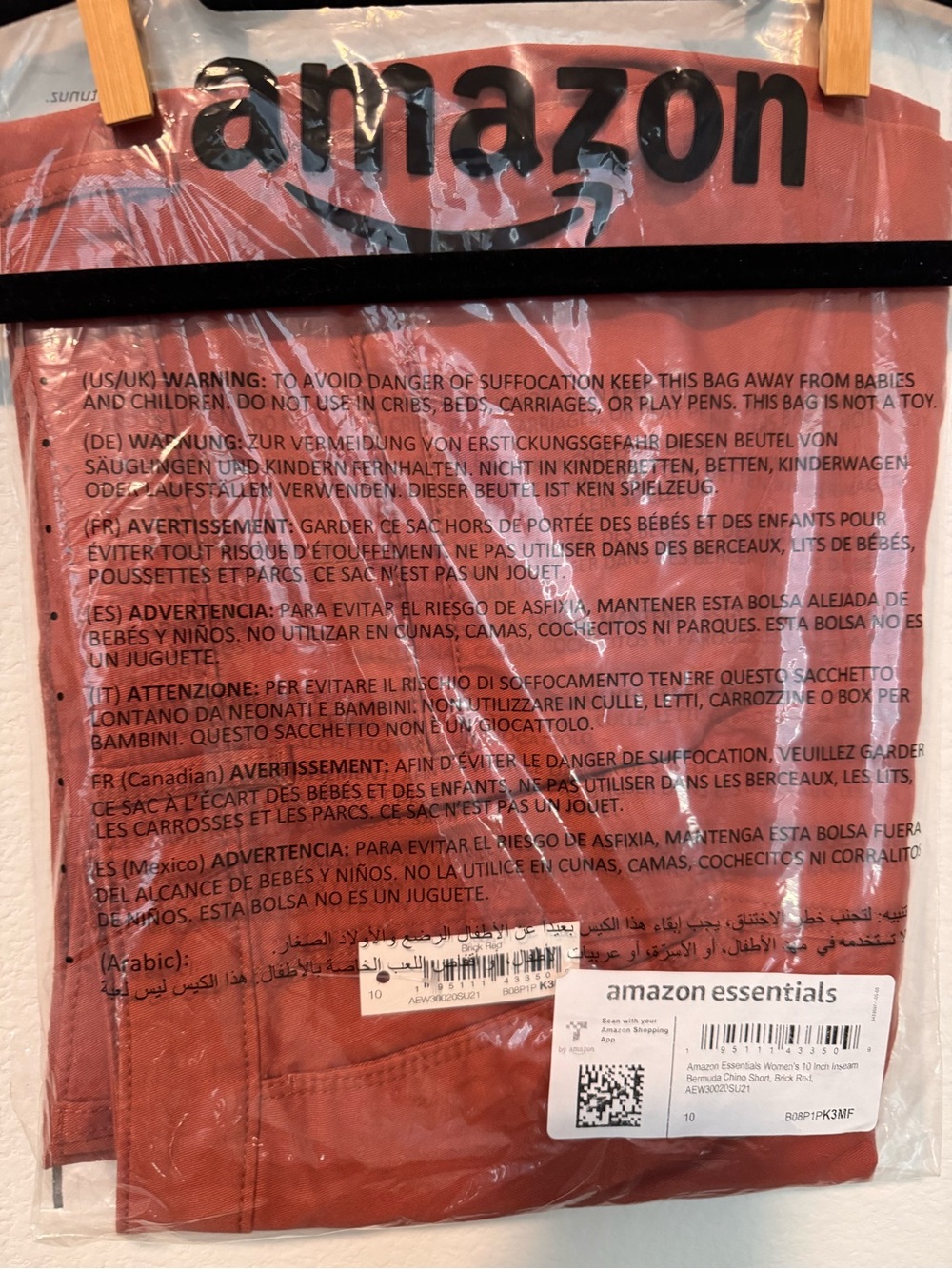 Amazon essentials women’s mid rise 10” inseam Bermuda chino shorts brick red